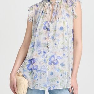 Zimmermann Blue and White Floral Blouse